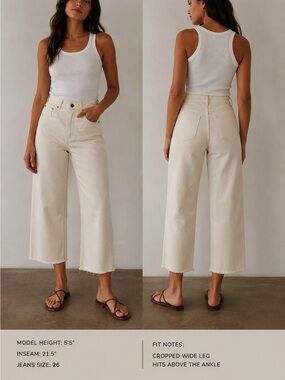 Sezane Cream Oat High Rise Crop Jeans 36 26 Waist Capsule Classic Minimalist